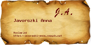 Javorszki Anna névjegykártya